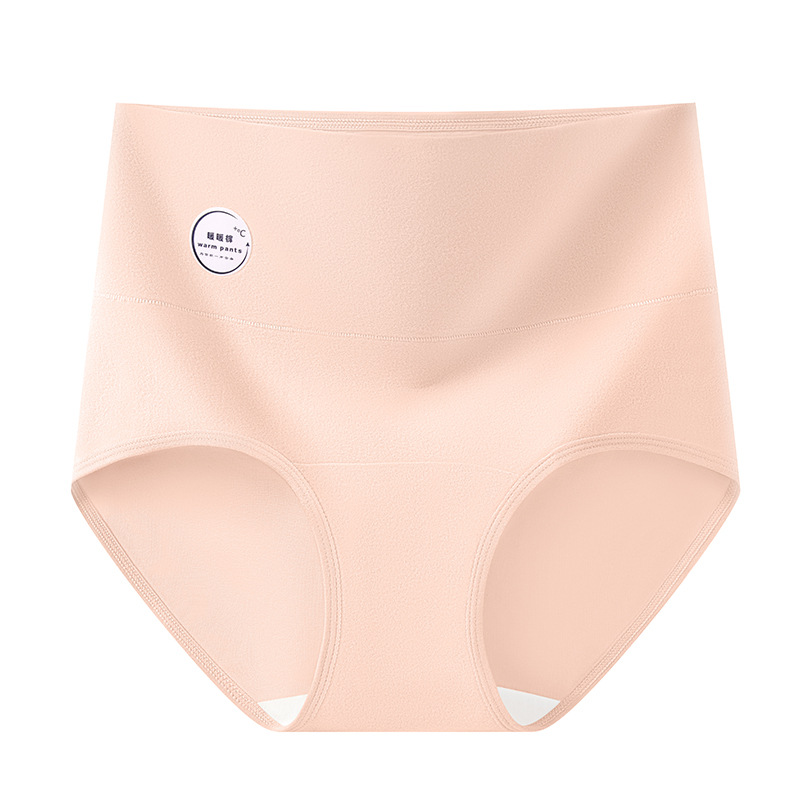 Calzoncillos cálidos de cintura alta y abdomen 9A antibacterianos, largos y ensanchados, entrepierna de algodón, calzoncillos de almacenamiento de calor cepillados de doble cara para mujer