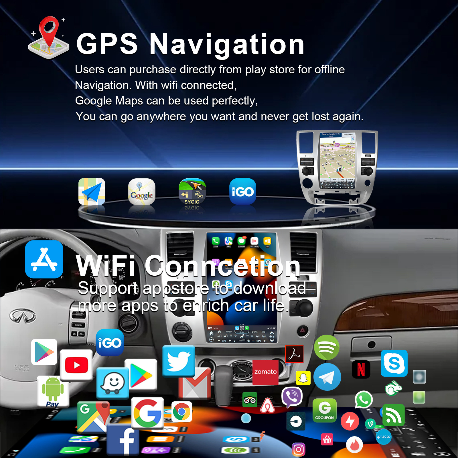 12.1inch Suitable for Amanda/Infiniti Qx56 Car Audio and Video Smart Navigation Device Car Gps