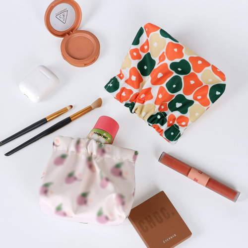 Mini storage bag key coin purse carry-on sundries storage cosmetics printed lipstick leather self-sealing shrapnel bag
