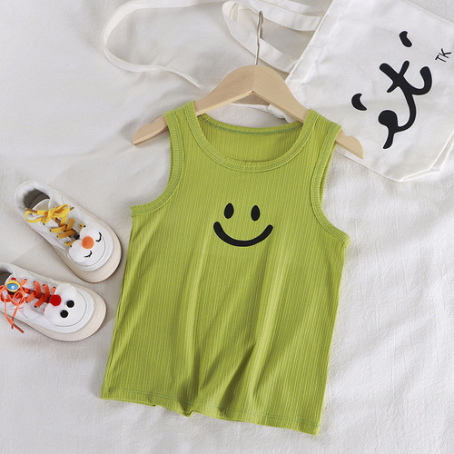 Children's Vest 2023 New Boys Summer Fashion Vest Girls Camisole Baby Ice Silk Top