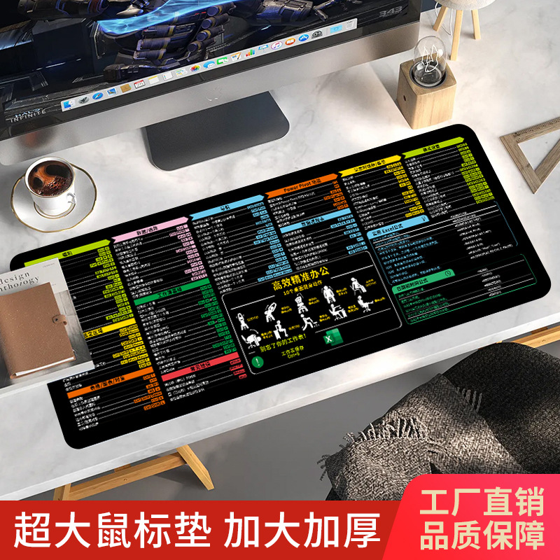 快捷键鼠标垫超大号加厚办公电脑桌垫写字书桌垫亚马逊热销键盘垫