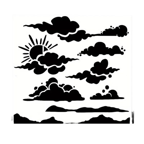 Cross-border Amazon single sky theme template reusable oil painting stick texture painting hollow template clouds