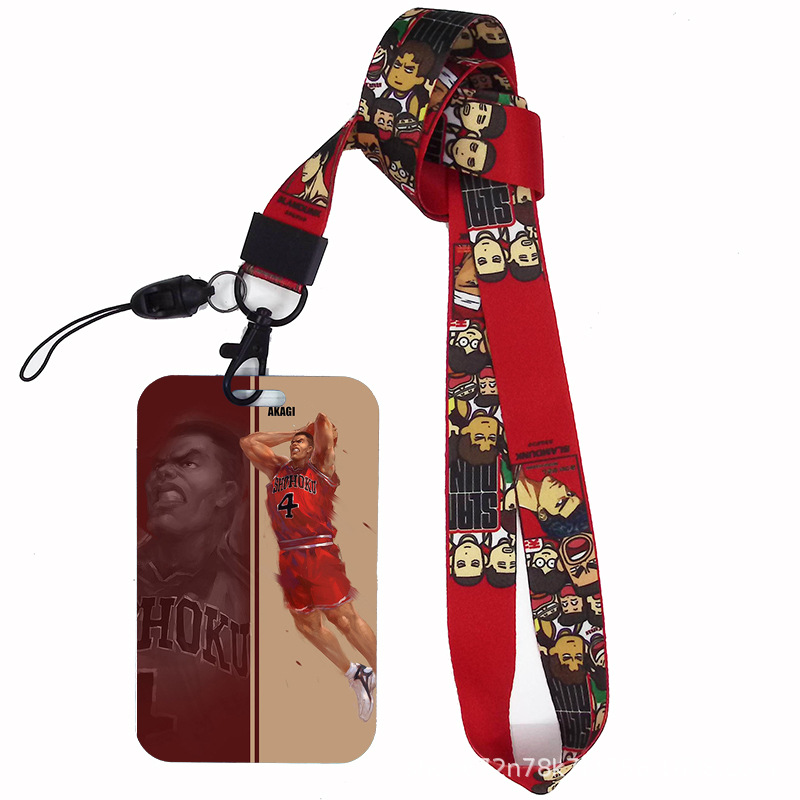 Dibujos animados japoneses slam dunk competencia nacional tarjeta de estudiante tarjeta de comida tarjeta de autobús cubierta certificado de trabajo titular de la cuerda del teléfono móvil