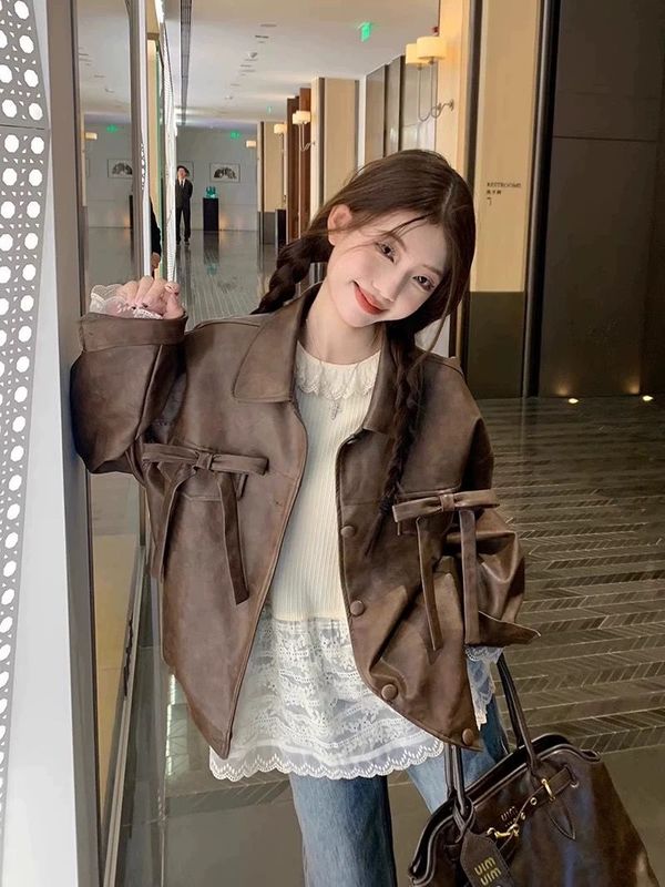 蕾丝花边拼接圆领长袖针织衫女秋季穿搭甜酷风初秋甜美少女上衣服|undefined