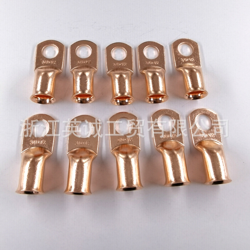 电缆线接线端子YC166紫铜端子紫铜线耳线鼻铜鼻子电瓶线端子