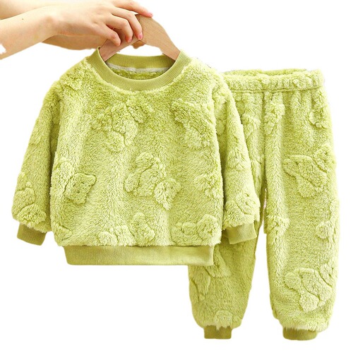 Children's pajama set warm autumn and winter new men's children thick home clothes baby lined clothes children's clothing selected