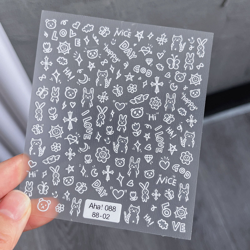 ネット赤爆金かわいいネイルシール落書き小動物花蝶模様薄靭立体ネイルシール卸売り|undefined