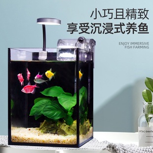 Ultra-Clear Glass Fish Tank Landscaping Thickened Glass Betta Tank Desktop Small Living Room Circulating Ecological Office Breeding