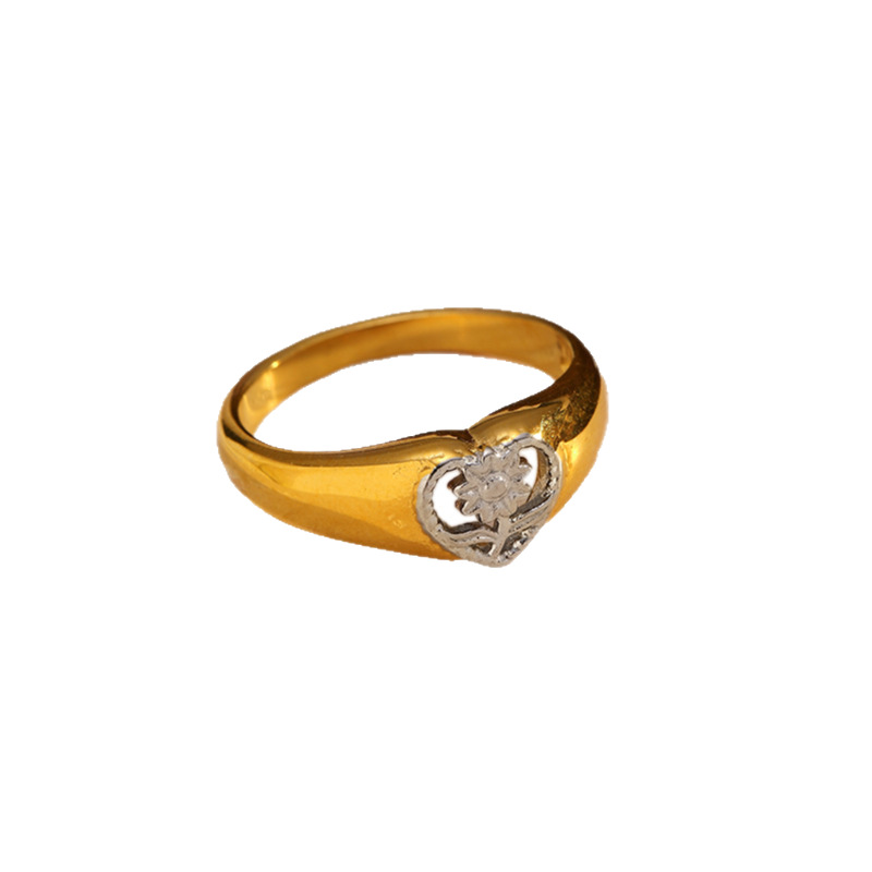 Anillo cerrado de acero titanio transfronterizo europeo y americano de Chenhé Jewelry, chapado en PVD con oro real de 18k, anillo de acero inoxidable que conserva el color, en stock. image 6