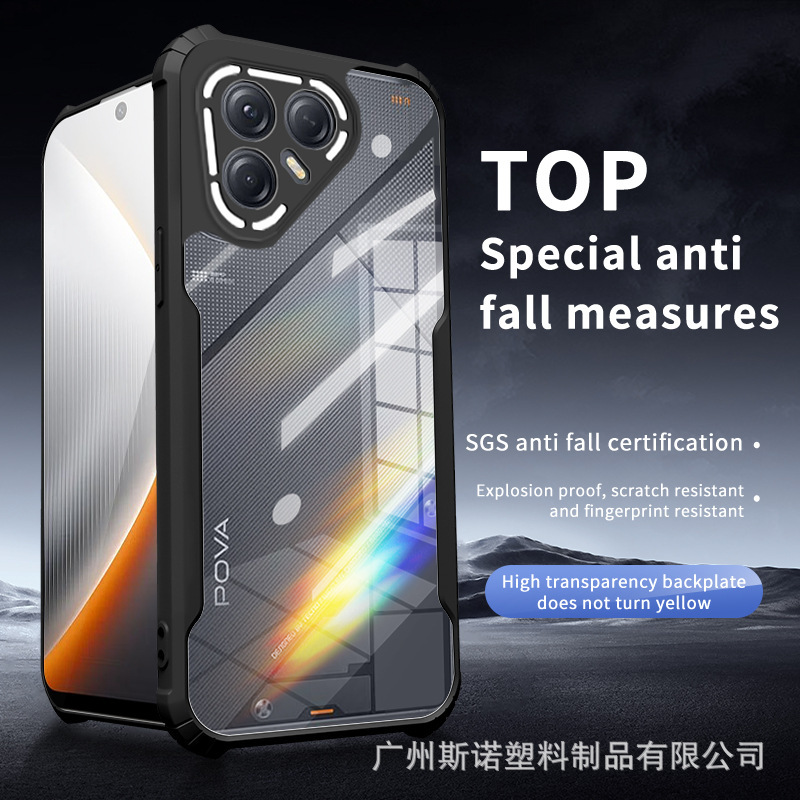 Suitable for Tecno Pova 7 Ultra Transparent Acrylic Mobile Phone Case Pova 7 Four-Corner Anti-Fall Protective Cover 5g
