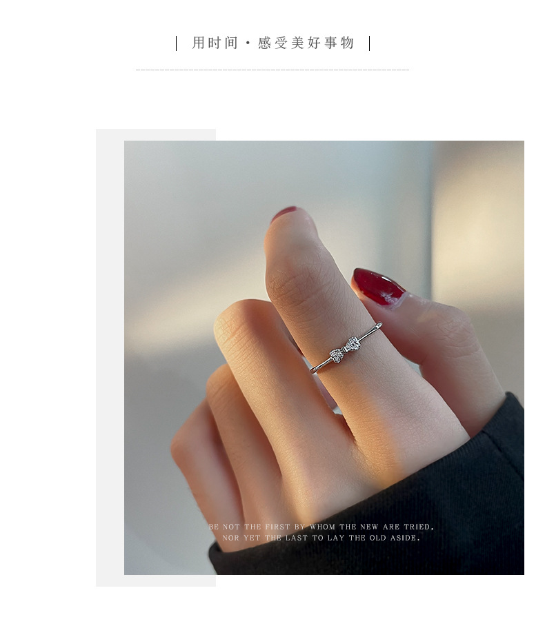 S925 Silver Bow Zircon Ring