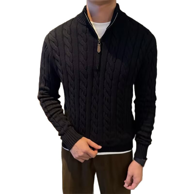 Suéter de Punto con Cuello Alto y Trensado para Hombre de Poliéster Transpirable para Ocio