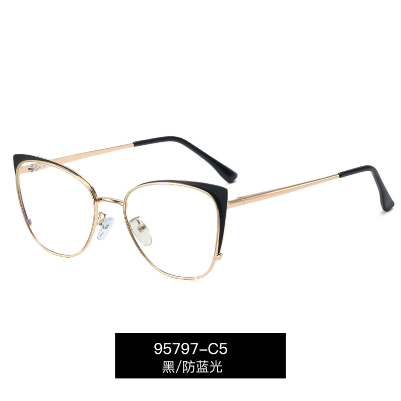 95797 metal primavera pierna marco gafas Marco europeo y americano anti-azul luz gafas ins moda marco completo gafas para las mujeres