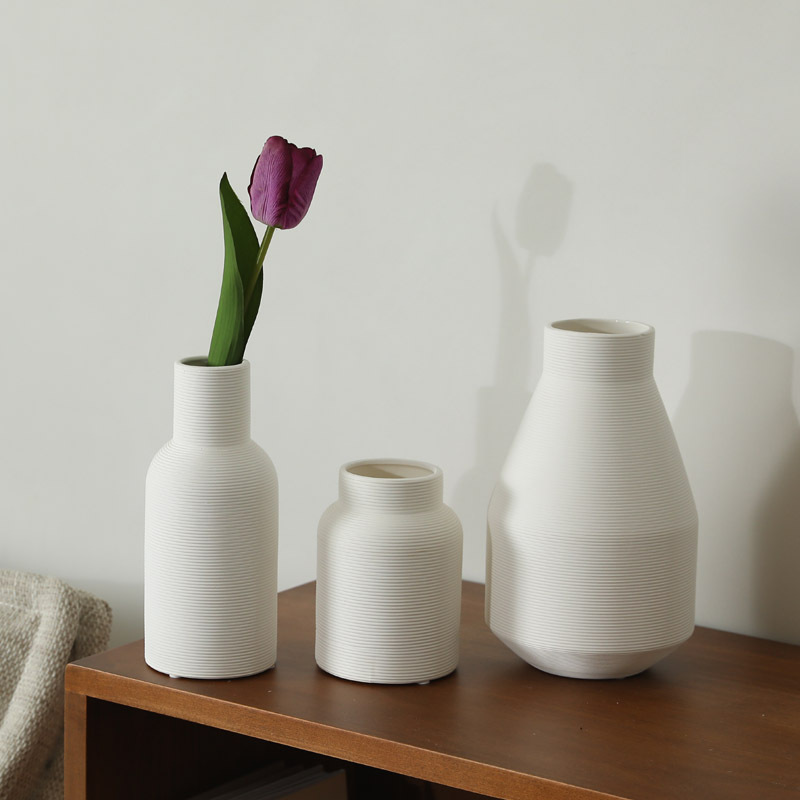 Jarrón de cerámica simple blanco escritorio suave decoración Nordic hogar sala de estar comedor arreglo de flores secas decoración al por mayor