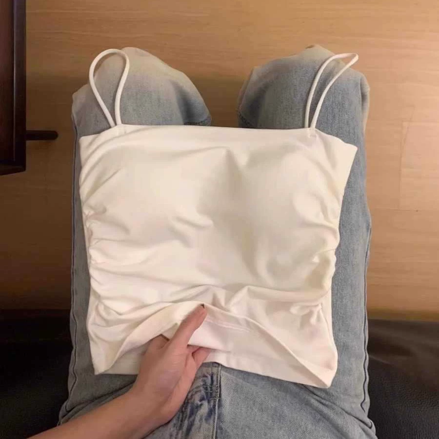 Утягивающий топ из чистого хлопка с открытыми плечами и рюшами Pure Desire с нагрудными подушечками для верхней одежды, базовый слой, топ-труба.