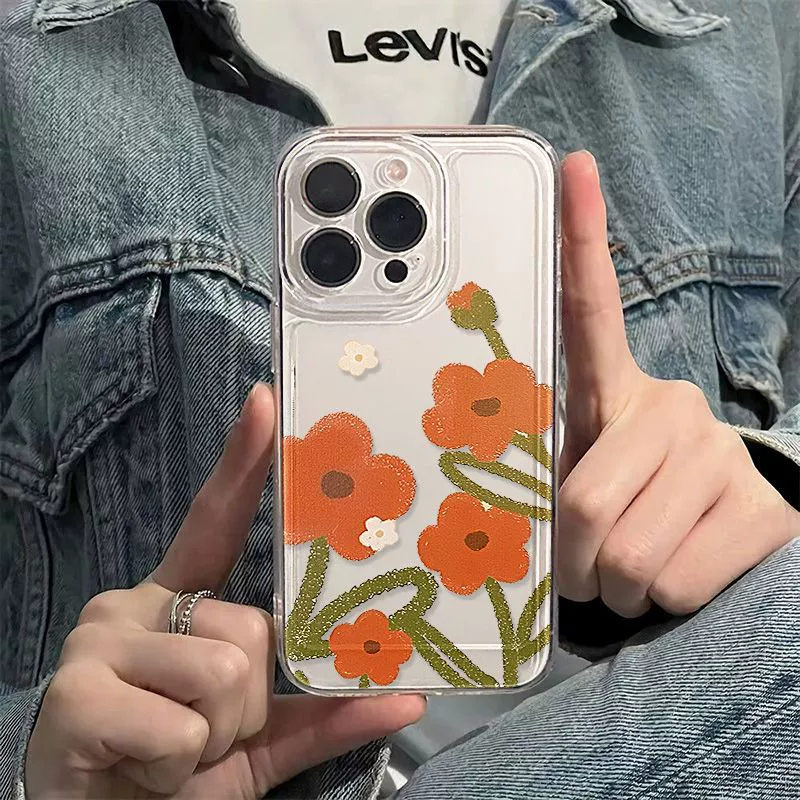 Apple, orange совместим с iPhone 16 чехол для телефона цветочный дизайн iphone 17promax, 13