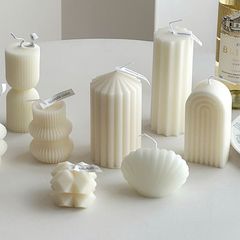 法式ins风香薰蜡烛小众高级卧室餐厅白色家用持久香氛摆件道具