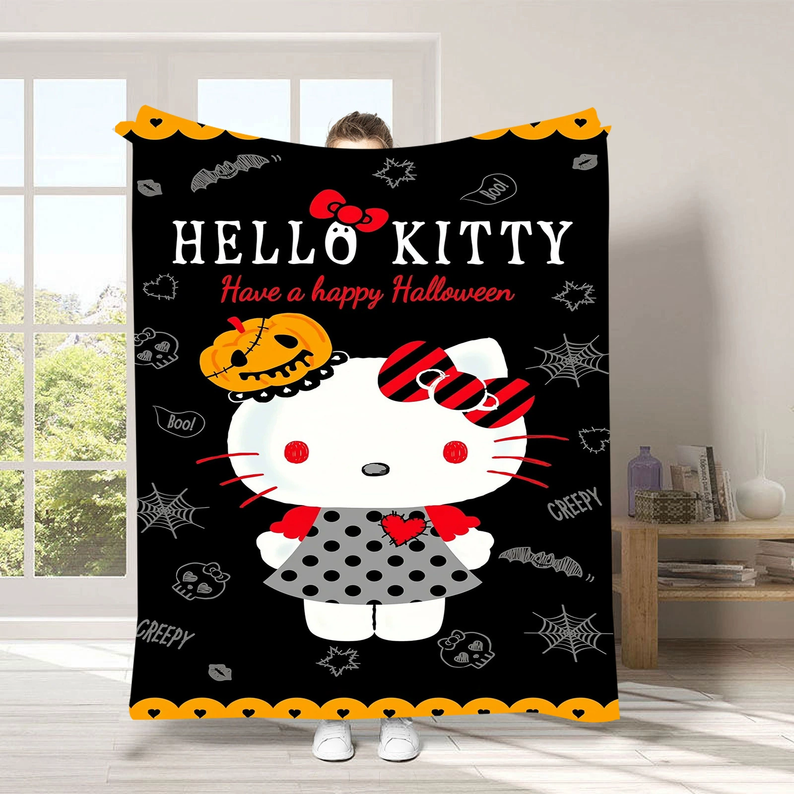 Hello kitty, детское одеяло для сна, диван для сна, хэллоуин, увеличенная толщина, (跨境贸易)