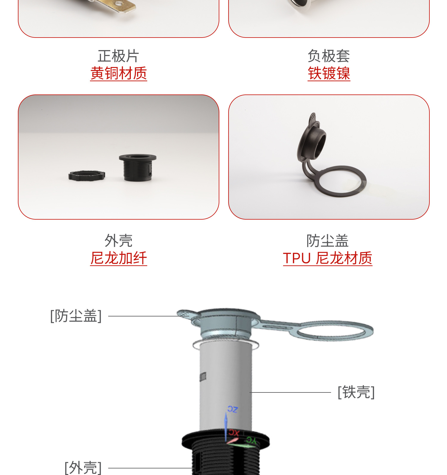 Factory Direct Sales Motorcycle Conversion Charging Port Retrofit Fireproof High-Temperature Resistant High-Power Cigarette Lighter Socket