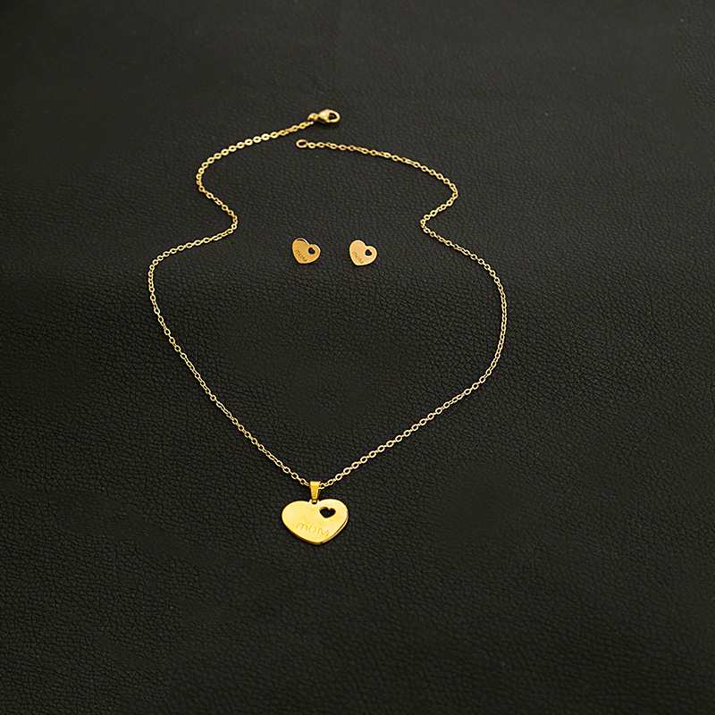 Ohrringe aus Edelstahl, Halskettenset, geometrisches Kreuz, Palme, Auge, Rosenanhänger_voghion.com