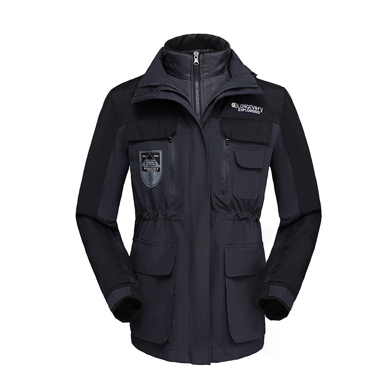 Chaqueta de asalto masculina 3 - en - 1 chaqueta de viento desmontable otoño invierno chaqueta de mujer pareja al aire libre montaña impresa LOGO