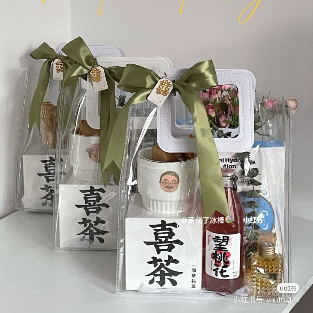 透明手提袋PVC现货礼品袋手拎塑料防水网红伴手礼包装袋