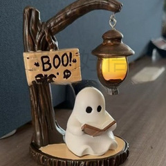 Cute Ghost Reading Lantern - Boo3D树脂 万圣节鬼夜灯 鬼温暖灯