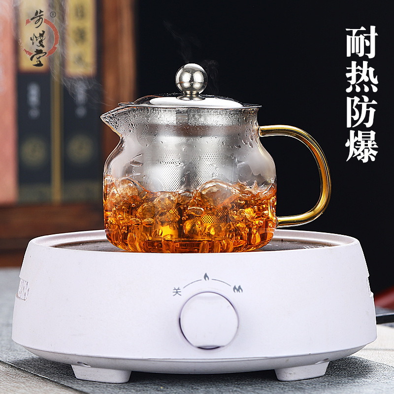 Glass Teapot Wholesale Stainless Steel Leaky Glass Tea Set Production Plate Tea Cup Kung Fu Tea Set Color Handle Flower Teapot Glass Teapot Wholesale Stainless Steel Leaky Glass Tea Set Production Plate Tea Cup Kung Fu Tea Set Color Handle Flower Teapot