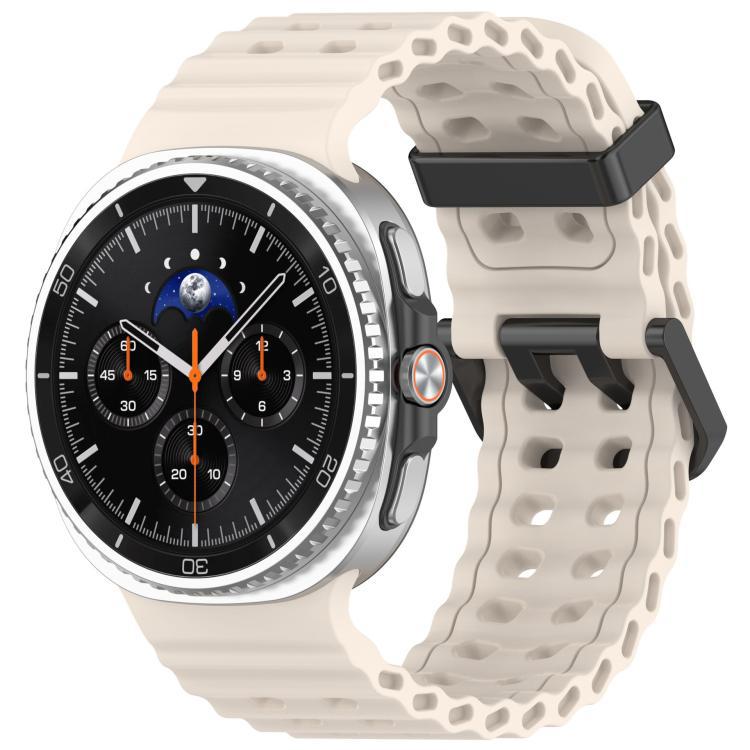 Correa de silicona transpirable de doble fila para reloj Samsung Watch8 marino sólido diseño de botón negro