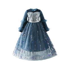 Frozen Children's Plush Elsa Princess Dress Girl Autumn/Winter 2024 New Elsa Dress Elsa