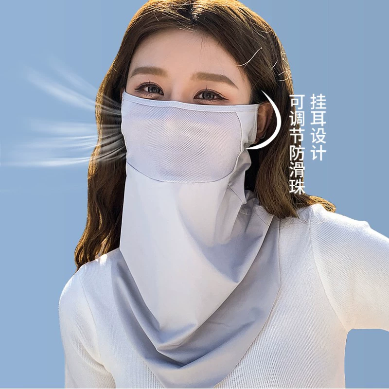 Summer silk thin medical mask, triangular scarf, with neck protection, sun protection