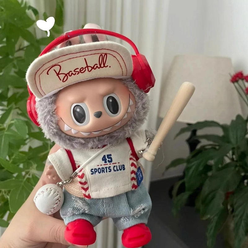 一二三代Labubu娃衣baseball棒球运动休闲红色拉布布鸭舌帽套装|undefined