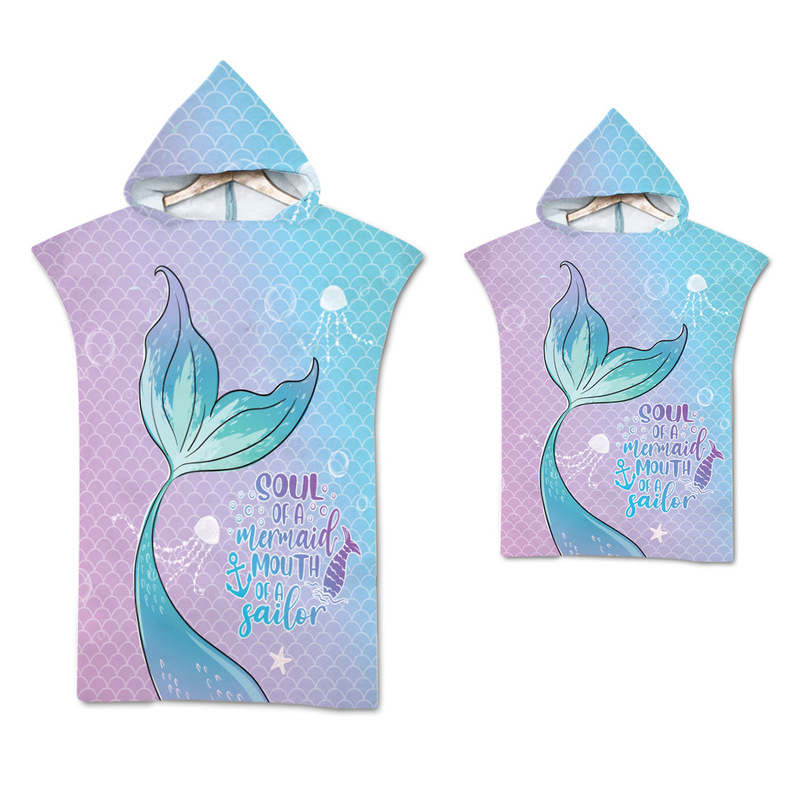 Mermaid hooded bath towel beach towel cape beach dressing bathrobe hooded bath towel a minimum order