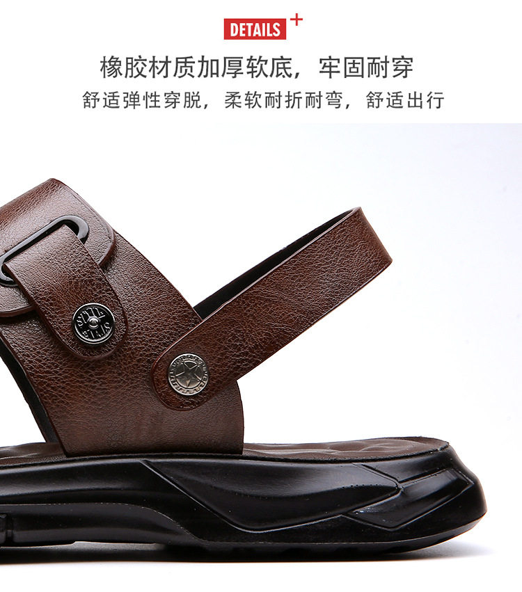 Dép sandal nam đế mềm quai ngang hở ngón, dép đi biển và lái xe đa năng, lót cao su massage — CS2311 màu nâu, CS2311 màu xám, CS2311 màu đen chi tiết 12