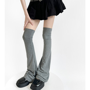 Spring and Summer Micro-Pressure Long Tube Socks, Black Spliced Bell-Leg Covers for Women, Thin Style, Slimming, Extended Over-The-Knee Jk Socks