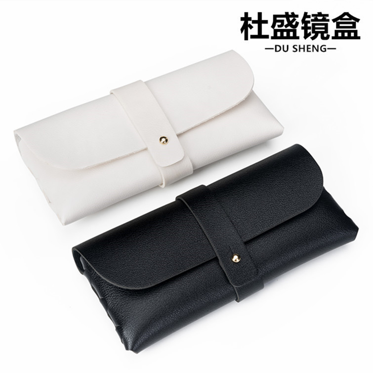 Factory wholesale in stock nail buckle glasses box black and white cheap running sunglasses box PVC leather sunglasses box