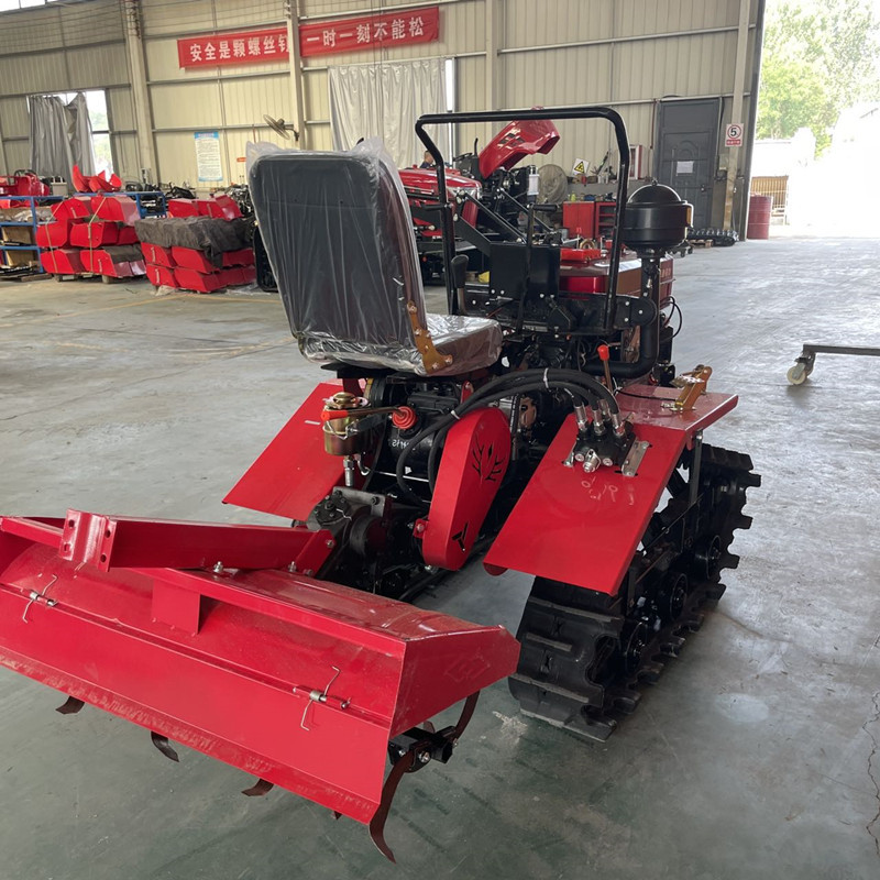 Tractor de orugas multifuncional para invernadero de micro-cultivador agrícola para zanja de fertilización, agua y sequía y arado rotativo de orugas