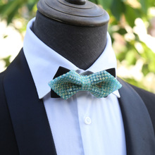 唯简2000 金色黑亮片领结 婚庆闪钻男士绅士宴会聚会衬衫领结领花