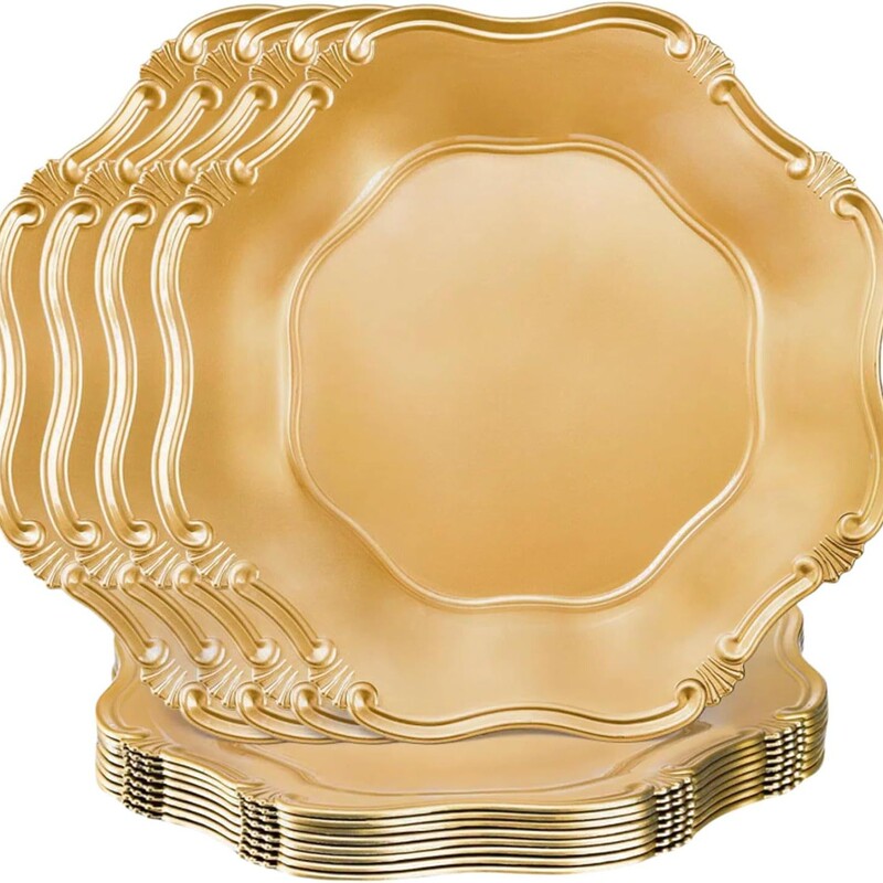 Foreign Trade Transparent Wedding Hotel Party Spray Paint Craft Decoration Plastic Deep Fruit Plate Gold Glitter Fruit Plate Round Gold