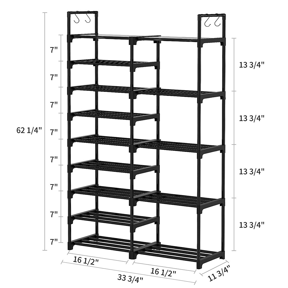 跨境电商亚马逊热销简易双列钢管组合鞋架厂家直销支持定制批发