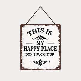 Happy Place Metal Sign快乐之地趣味金属标牌复古做旧墙面装饰牌