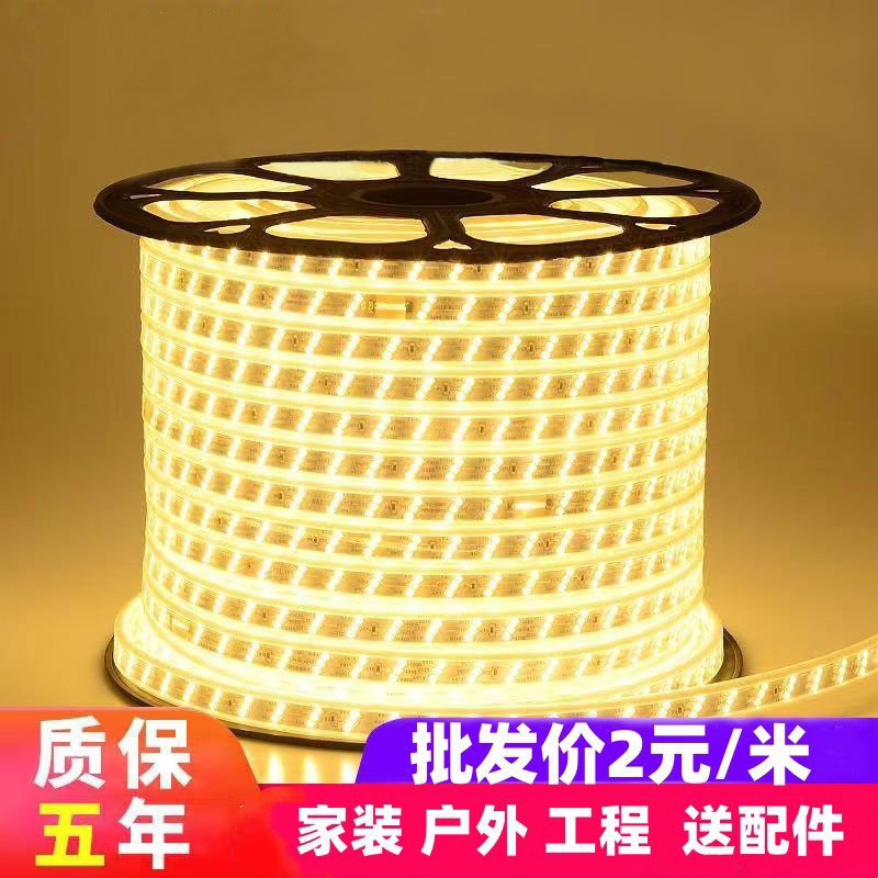 灯带led灯条 三色变光自粘220v工程特亮家用客厅灯槽吊顶户外防水|undefined