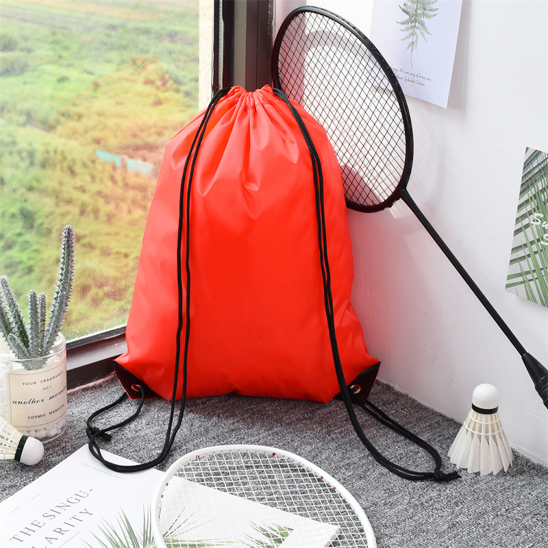 210d bolsa de cordón de poliéster Oxford mochila de cordón de tela en stock bolsa de publicidad de entrenamiento para estudiantes impresión personalizada