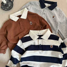 男童纯棉POLO衫春秋款长袖T恤儿童翻领洋气男孩宝宝打底衫上衣潮