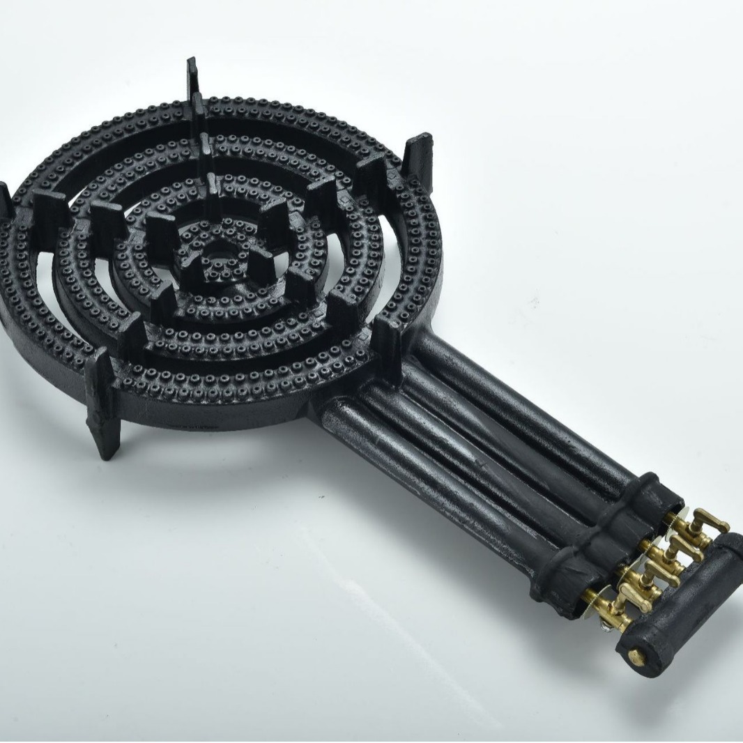 horno de hierro fundido portátil al aire libre con estufa de gas de doble tubo, tres tubos y cuatro tubos ajustables libremente