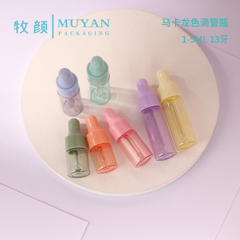 Cross-Border In-Stock Essential Oil Bottles 1ml 2ml 3ml 5ml Colorful Dropper Bottles Serum Cuticle Oil Dispensing Bottles Sample Bottles