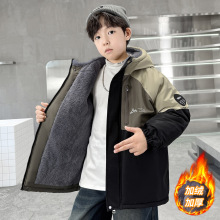 男童外套秋冬款2025新款冬季棉服加绒加厚中大儿童男孩冬装冲锋衣