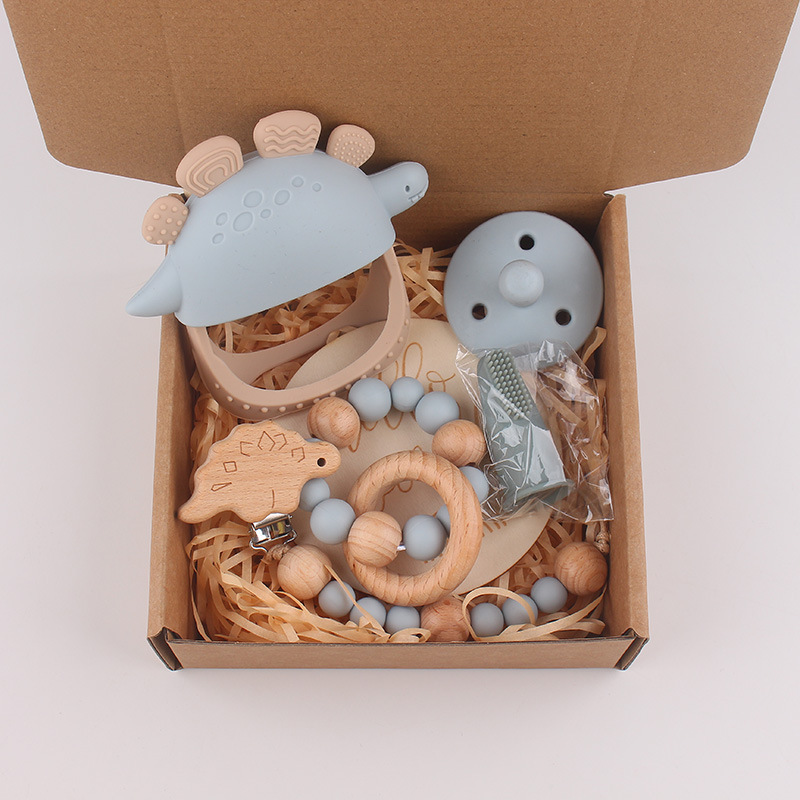 Guantes de mordedor de dinosaurio de silicona para recién nacidos transfronterizos