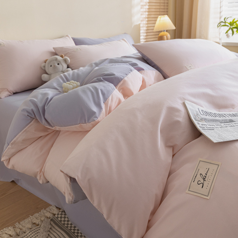 Nueva cubierta de edredón de algodón lavado con agua de una sola pieza de invierno y otoño de algodón puro para una sola persona 150x200 edredón de cuatro piezas