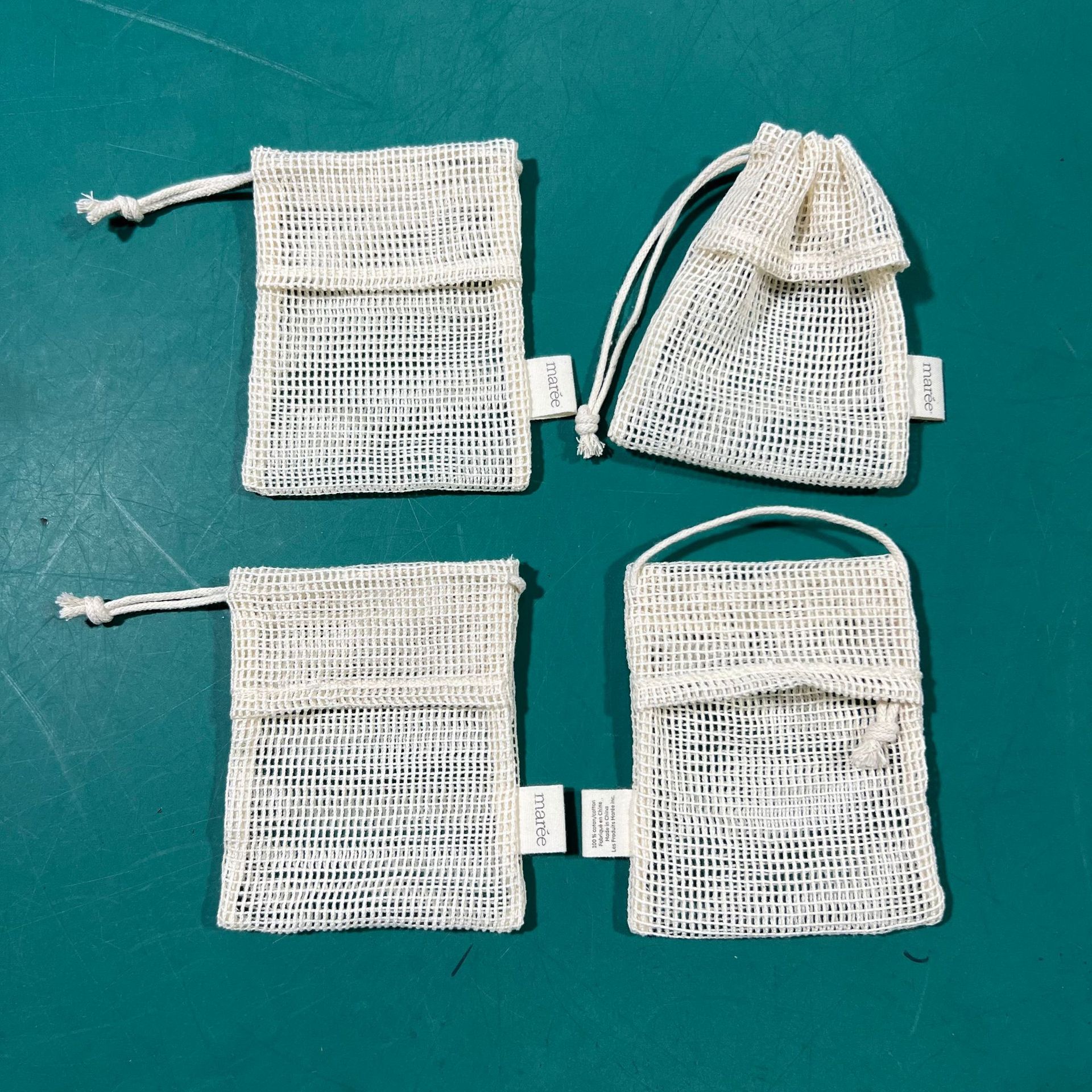 热销新款纯棉本色面网袋包装 小方格浴室用肥皂袋起泡网